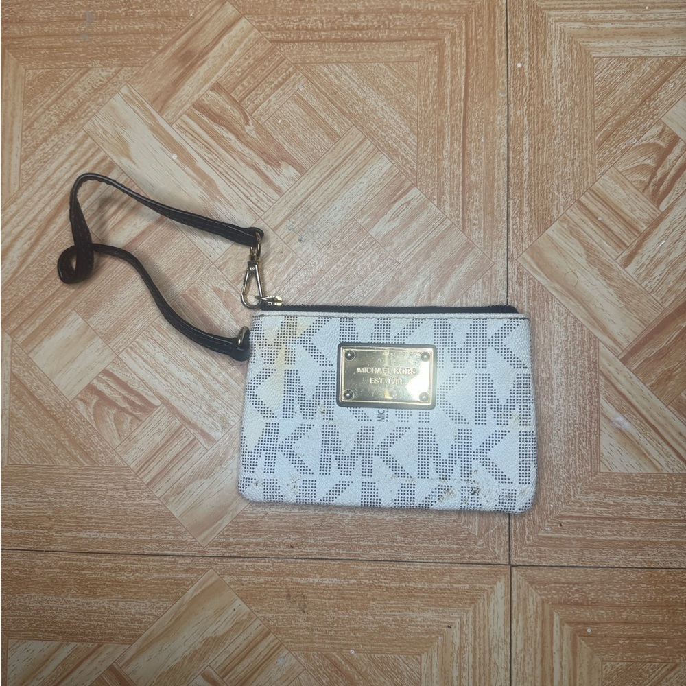 Michael Kors Monogram White and Black Wristlet